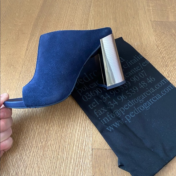 Pedro Garcia Yavel Suede Mules Block Heel Size 36.5 - Picture 3 of 8